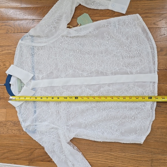 RYEGRASS BRAND WOMEN'S SHEER WHITE FRONT BUTTON BLOUSE TOP SIZE MEDIUM - Picture 11 of 16